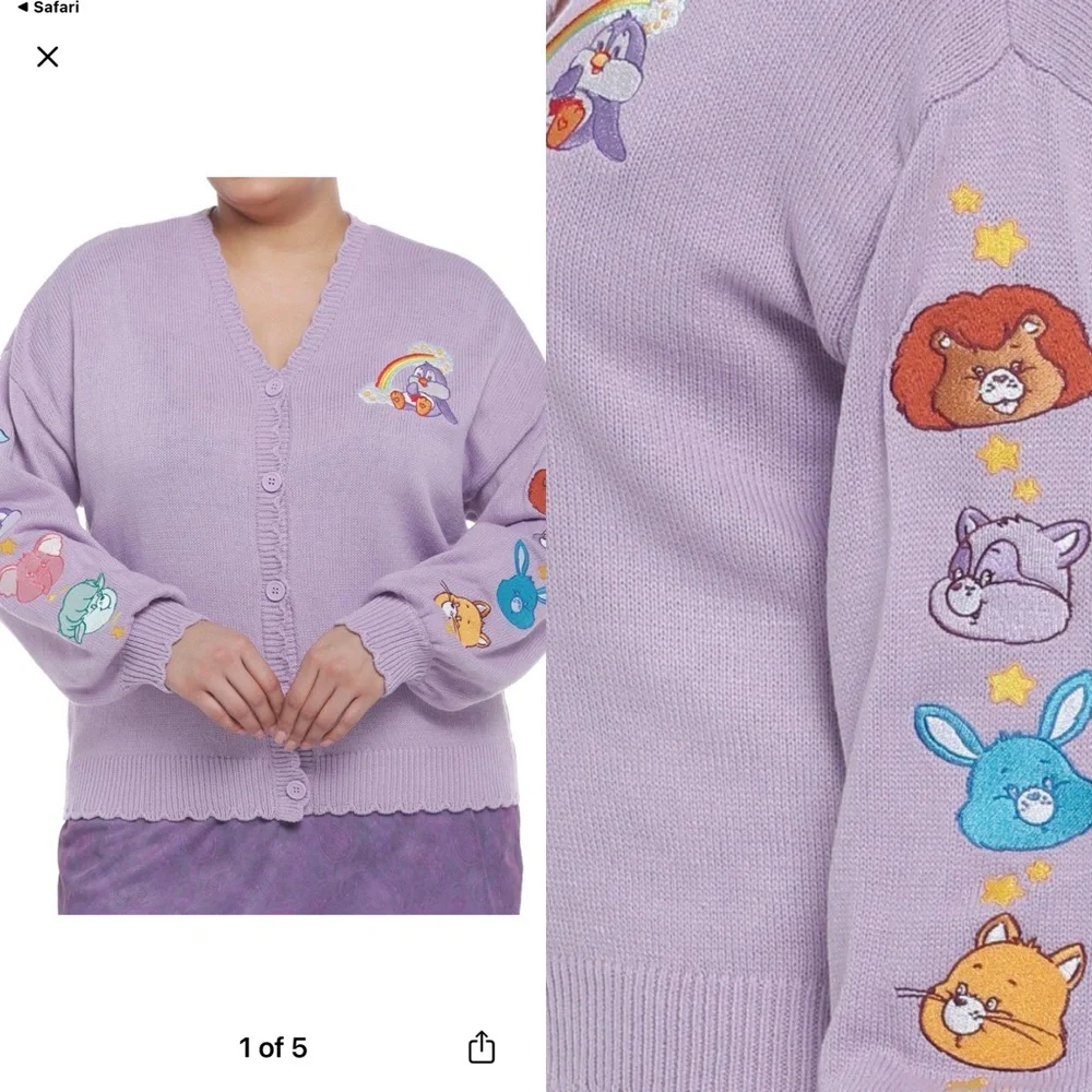 Hot Topic Care Bear Cousins Lavender
Skimmer Girls Cardigan
